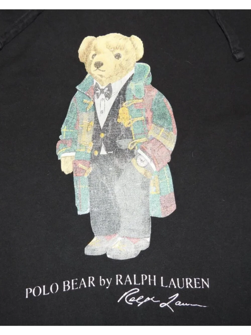 Polo Ralph Lauren Bear Black Pullover Hoodie Long Sleeve T-Shirt Men's Large